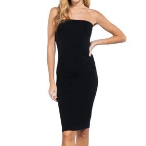 Superdown Tube Dress Womens Size Large Black Ribbed Sleeveless Strapless